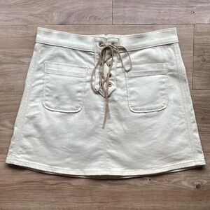 Express Lace Front Denim Mini Skirt